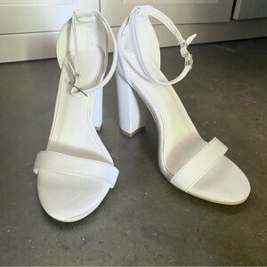 White Simple Ankle Strap Heels
